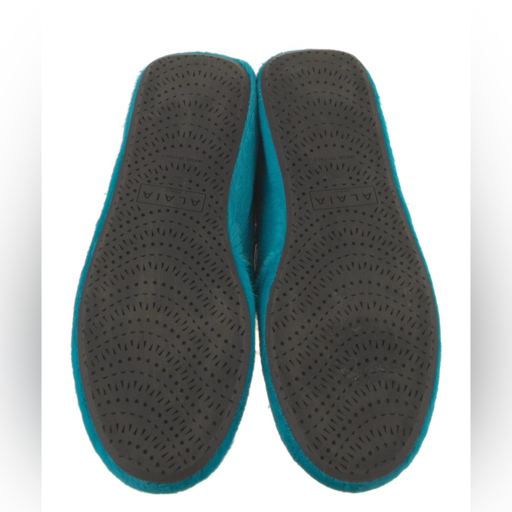 Alaia cross cross calf hair ballet flats turquoise blue size 40 EU / 10 US - Picture 16 of 16